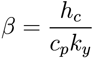 \beta = \frac {h_c}{c_p k_y}