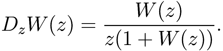D_z W(z) = \frac {W(z)}{z(1 + W(z))}.