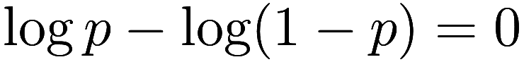\log p - \log (1 - p) = 0