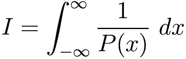 I = \int_{-\infty}^\infty \frac 1{P(x)}\ dx