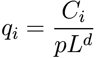 q_i = \frac {C_i}{pL^d}