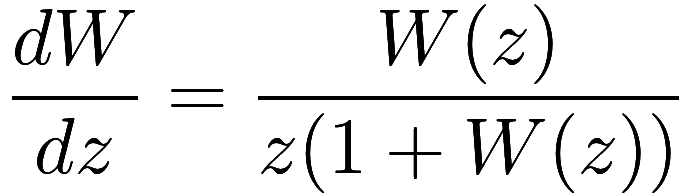 \frac {dW}{dz} = \frac {W(z)} {z (1 + W(z))}